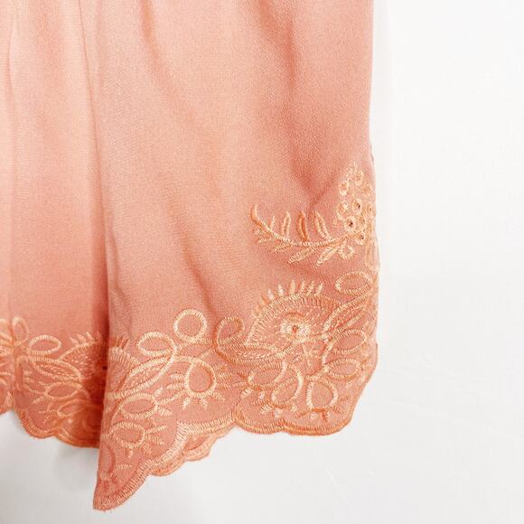 Kendall & Kylie XSmall Tie Front Romper Coral Orange Embroidered Lace Strapless - Picture 5 of 9